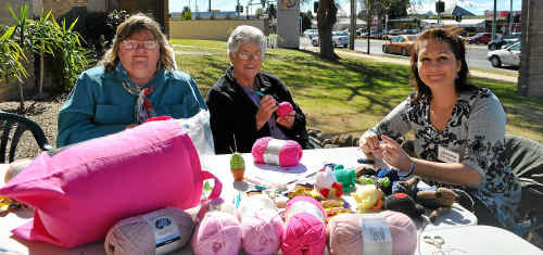 Jessica Thompson (right) teaches Narelle Fagan and Gloria Hughes how to create Amigurumi at the Jumpers and Jazz Festival on Saturday. Jessica Thompson (right) teaches Narelle Fagan and Gloria Hughes how to create Amigurumi at the Jumpers and Jazz Festival on Saturday.